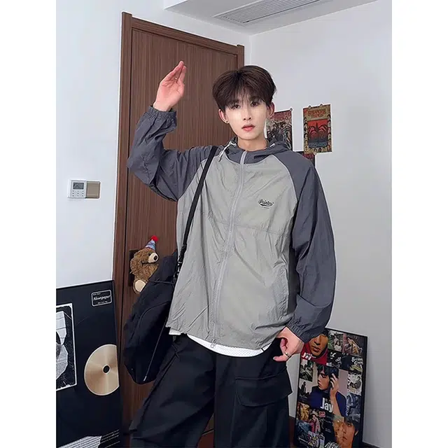 单爵 美式连帽拼接外套轻薄户外衣防紫外线防晒服 男女同款