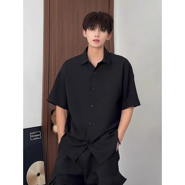单爵 夏季冰丝垂坠感美式防晒短袖衬衫 男女同款