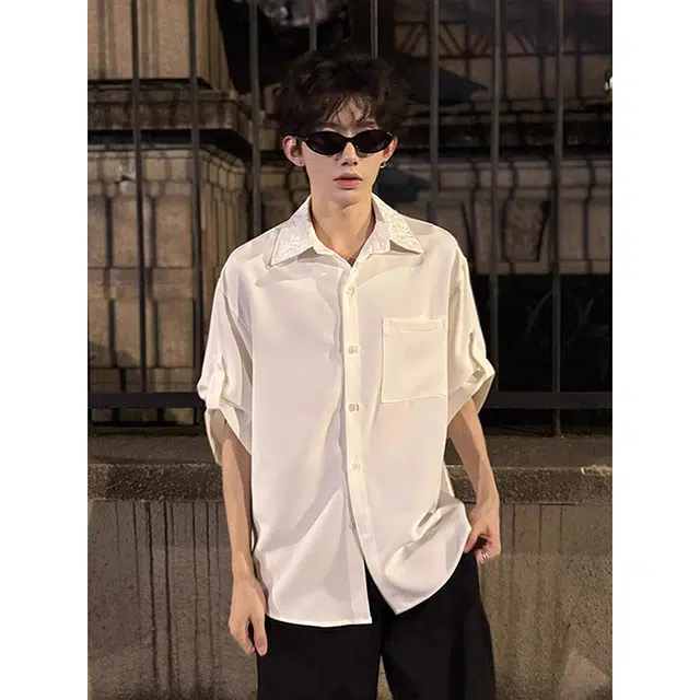 单爵 新中式国风小众刺绣痞帅短袖衬衫 男女同款