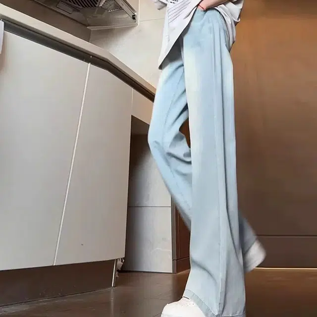 单爵 莱赛尔夏季薄款高个子加长裤子冰丝休闲直筒裤牛仔裤 男女同款