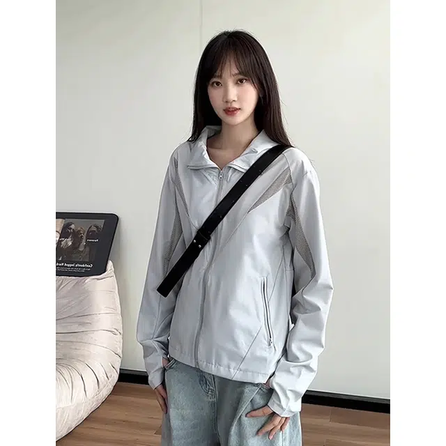 单爵 网眼速干美式立领外套户外登山休闲防晒服 男女同款