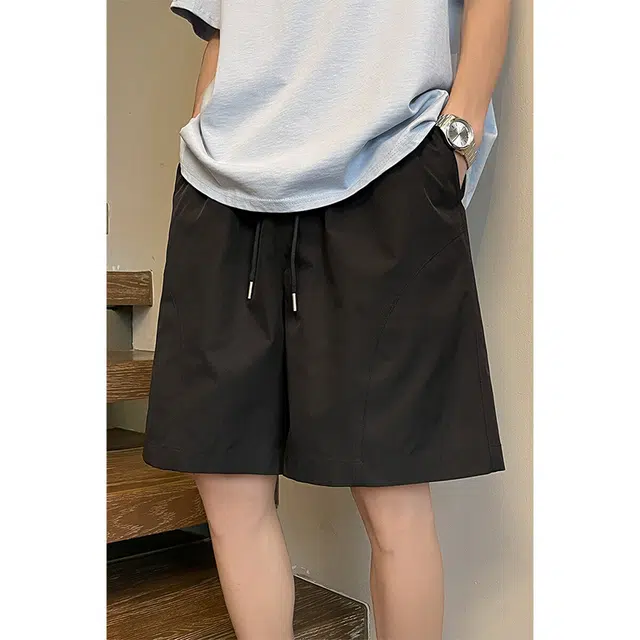 单爵 美式排扣工装夏季薄款多巴胺柠檬黄运动速干休闲短裤 男女同款