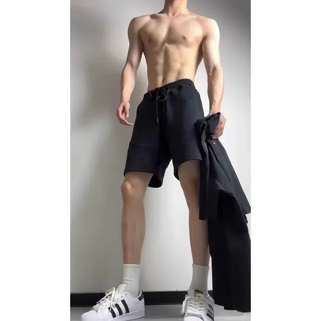 单爵 速干运动薄款美式跑步健身裤子宽松外穿休闲短裤 男女同款 经典黑