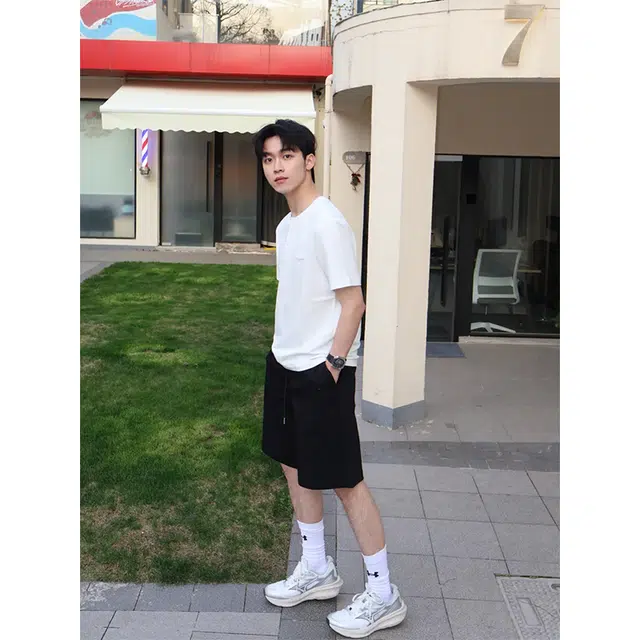 单爵 美式潮牌百搭工装宽松直筒五分休闲短裤 男女同款