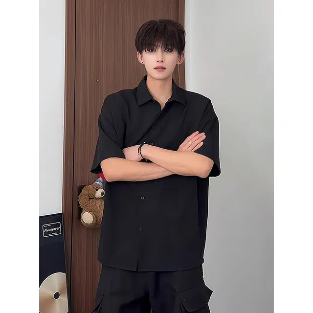 单爵 夏季冰丝垂坠感美式防晒短袖衬衫 男女同款