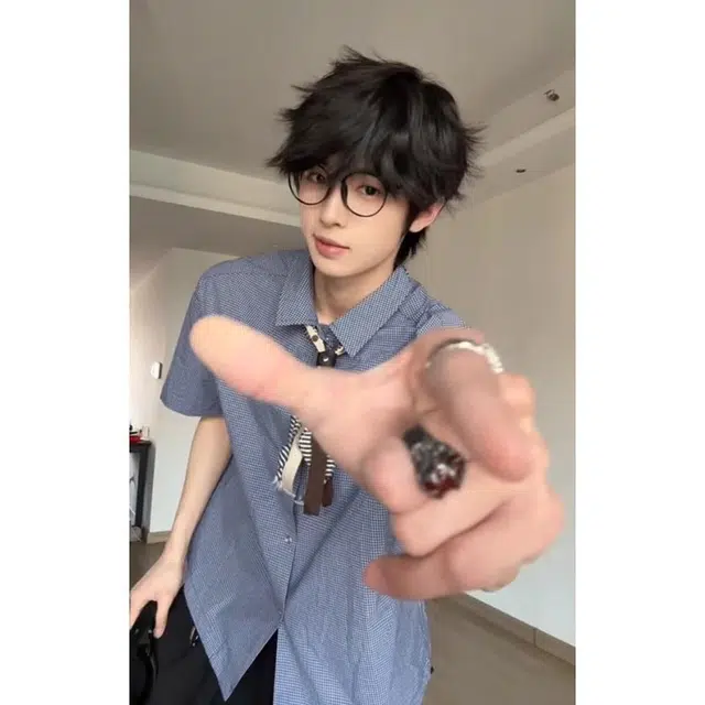 单爵 格子时尚简约百搭短袖衬衫 男女同款