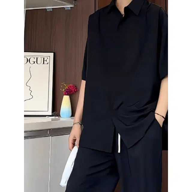 单爵 高级防晒纯色舒适百搭休闲短袖衬衫 男女同款