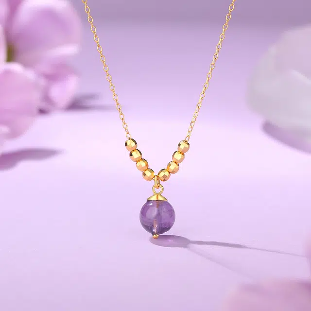 福润莱 紫晶球锁骨链 新中式精致轻奢小众简约大方设计高级感 甜美小清新 #好运 紫水晶 项链 男女同款情侣款