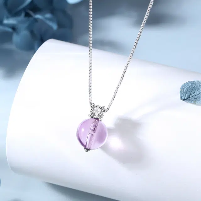 福润莱 圆满吊坠 新中式精致轻奢小众简约大方设计高级感 好运 紫水晶 项链 男女同款情侣款