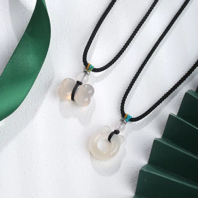 【吃定你了】 福润莱 猫咪&骨头锁骨链 新中式精致轻奢小众简约大方设计高级感 典雅素静 #好运 玉髓 项链 男女同款情侣款