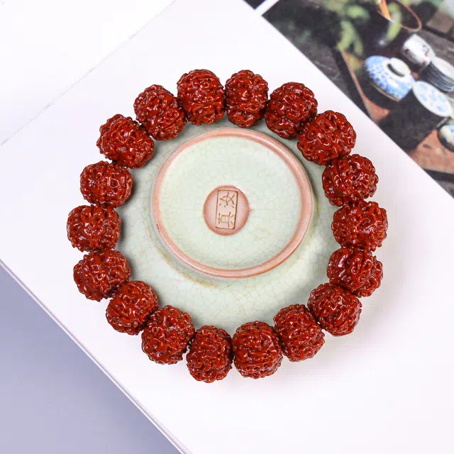 嫒柯 新中式国潮轻奢高级感复古文艺文玩爆肉玉化八方来财机刷包浆佛珠财源广进平安纳福#好运 金刚菩提 手串 男女同款情侣款