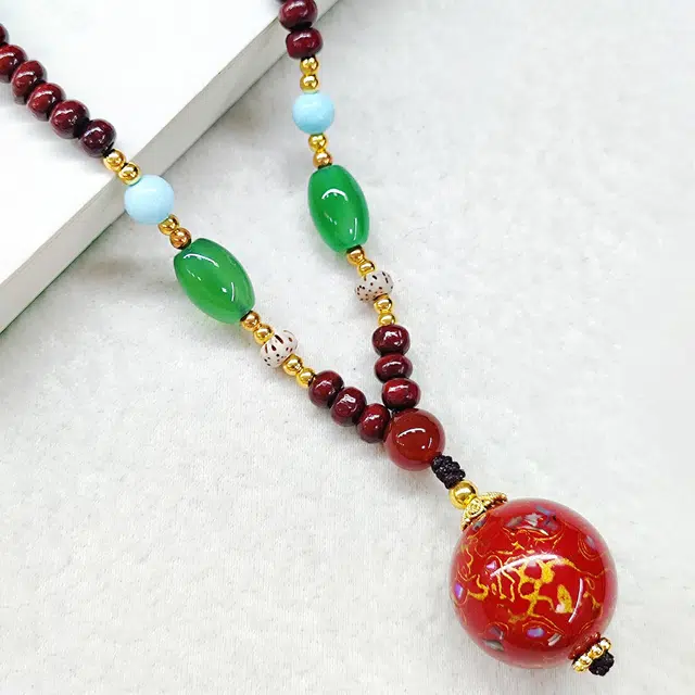 嫒柯 国潮新中式轻奢高级文玩吉祥如意步步高升盘玩佛珠心念珠复古风文艺风高考必过#好运 血檀 项链 男女同款情侣款