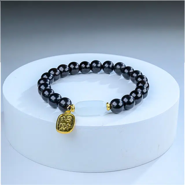嫒柯 新中式高级感文玩佛珠百搭小清新轻奢招财转运珠国潮盘玩招财纳福八方来财#好运 黑檀 手串 男女同款情侣款