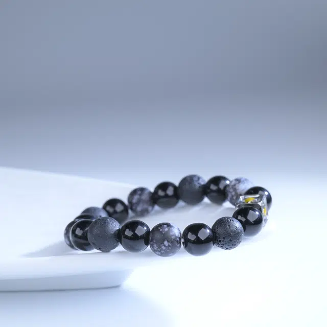 嫒柯 国潮新中式百搭轻奢简约高级设计感素雅美文玩盘玩念珠佛珠招财纳福万事顺观复古风文艺风转运#好运 黑檀 手串 男女同款情侣款