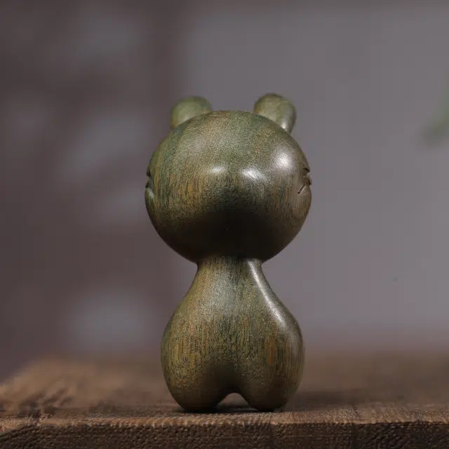 嫒柯 国潮新中式百搭轻奢高级文玩可爱小鹿一鹿平安平安吉祥吉祥如意复古风#好运 绿檀 把件 男女同款情侣款