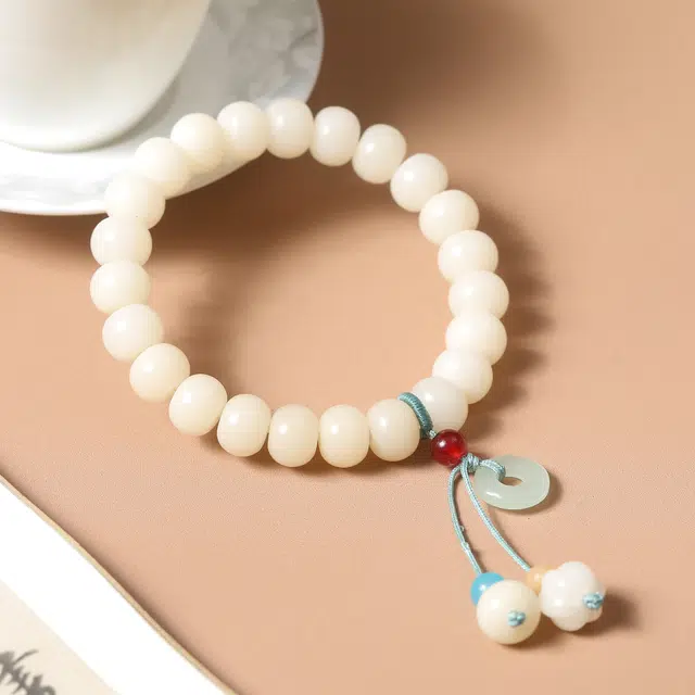 嫒柯 新中式国潮开运绕指柔轻奢百搭小众高级感文玩盘玩招财纳福转运来财诸事顺遂平安喜乐#好运 白玉菩提 手串 男女同款情侣款