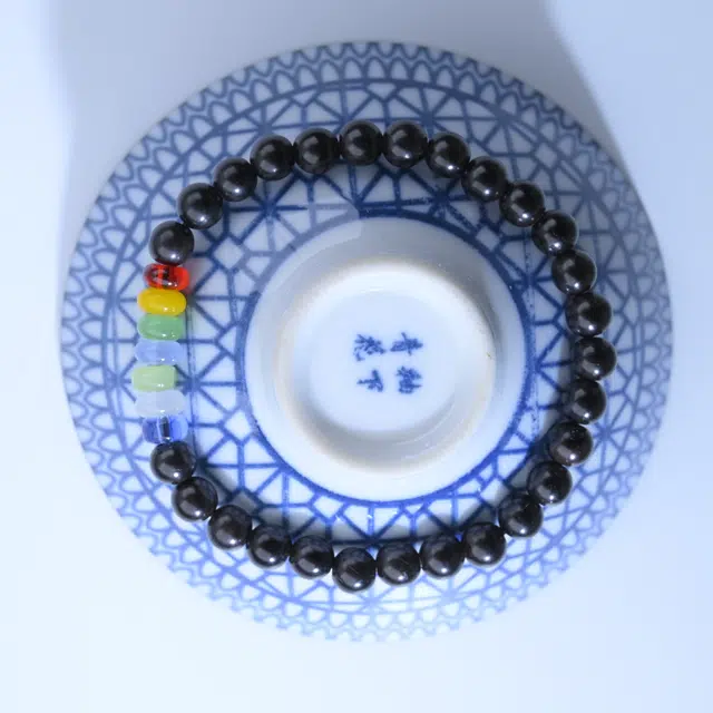 嫒柯 国潮新中式百搭轻奢简约高级设计感素雅美文玩盘玩念珠佛珠观复古风文艺风青春永驻身体健康转运#好运 黑檀 手串 男女同款情侣款