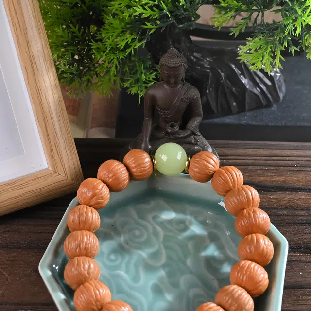 嫒柯 国潮新中式轻奢高级招财转运文玩盘玩绕指柔佛珠念珠平平安安大吉大利好运连连复古风文艺风#好运 猴头核桃 手串 男女同款情侣款