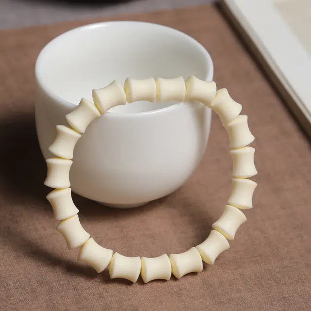 嫒柯 新中式国潮文艺复古小众轻奢高级感百搭素圈竹节盘玩文玩万事如意平安纳福诸事顺遂喜乐幸运好运 象牙果 手串 男女同款情侣款