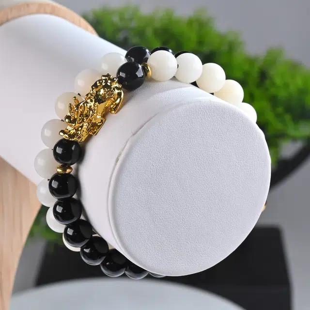 嫒柯 国潮新中式轻奢高级文玩招财纳福八方来财财源滚滚盘玩佛珠念珠复古风文艺风#好运 白玉菩提 手串 男女同款情侣款