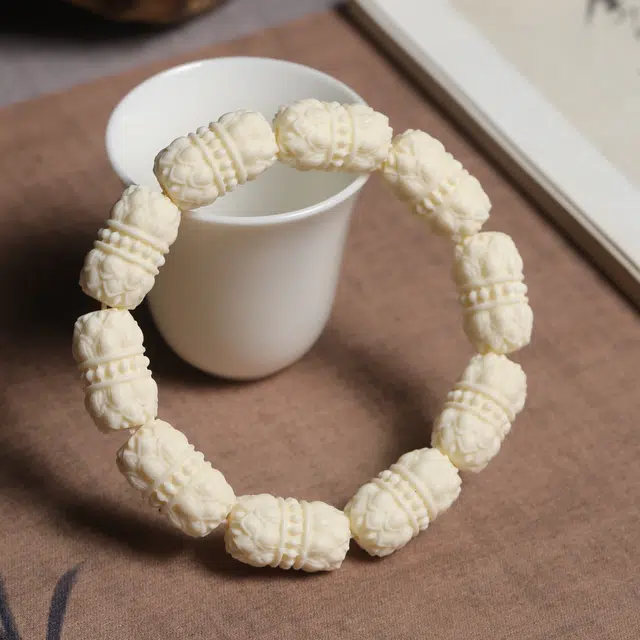 嫒柯 新中式国潮文艺复古小众轻奢高级感百搭枣日上岸盘玩文玩万事如意平安纳福诸事顺遂喜乐幸运好运 象牙果 手串 男女同款情侣款