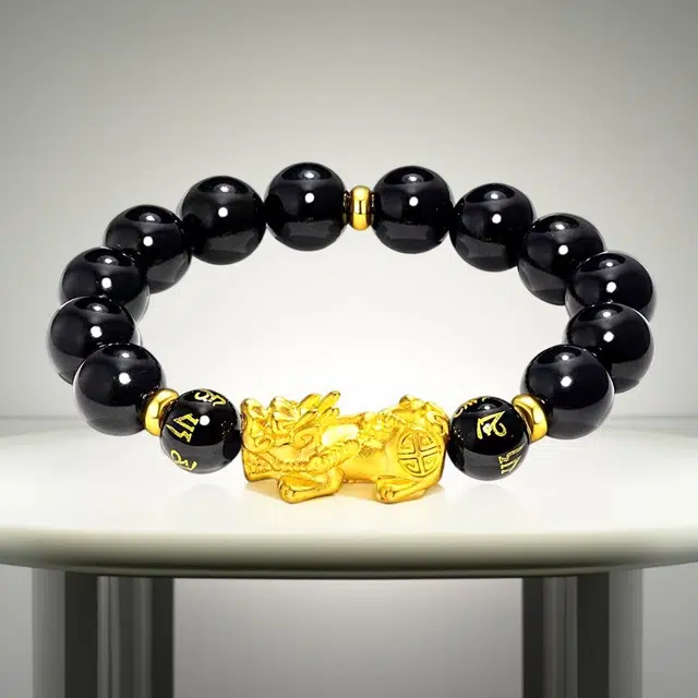 嫒柯 国潮新中式轻奢高级文玩八方来财财运亨通盘玩佛珠念珠鹏程万里福星高照复古风文艺风#好运 黑檀 手串 男女同款情侣款