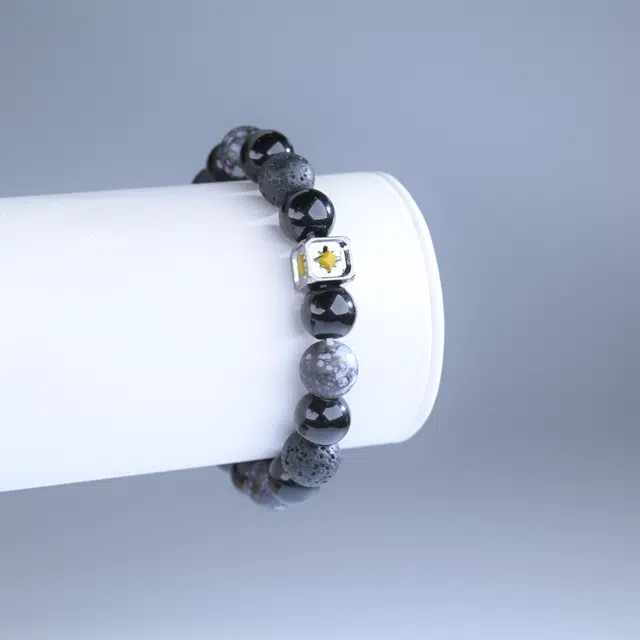 嫒柯 国潮新中式百搭轻奢简约高级设计感素雅美文玩盘玩念珠佛珠招财纳福万事顺观复古风文艺风转运#好运 黑檀 手串 男女同款情侣款