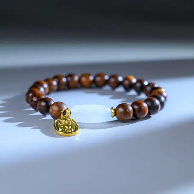 嫒柯 新中式高级感文玩佛珠百搭小清新轻奢招财转运珠国潮盘玩财源广进招财纳福#好运 花梨木 手串 男女同款情侣款