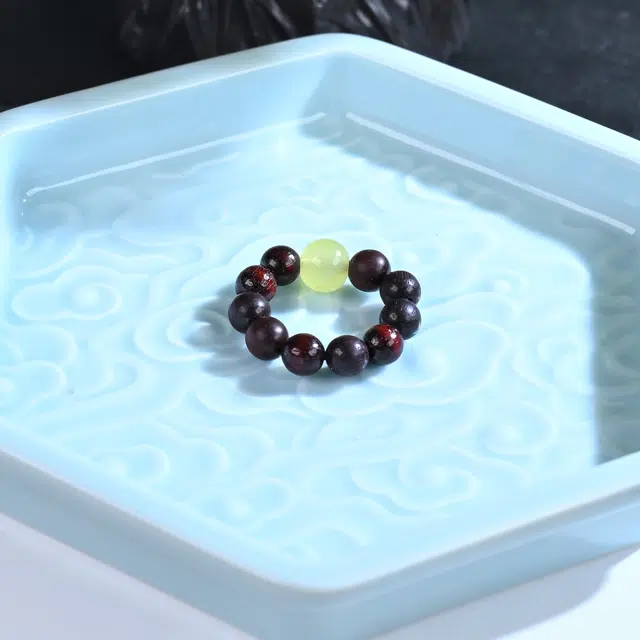 嫒柯 国潮新中式百搭轻奢高级文玩盘玩佛珠念珠鹏程万里青云直上复古风文艺风#好运 紫檀属 戒指 男女同款情侣款