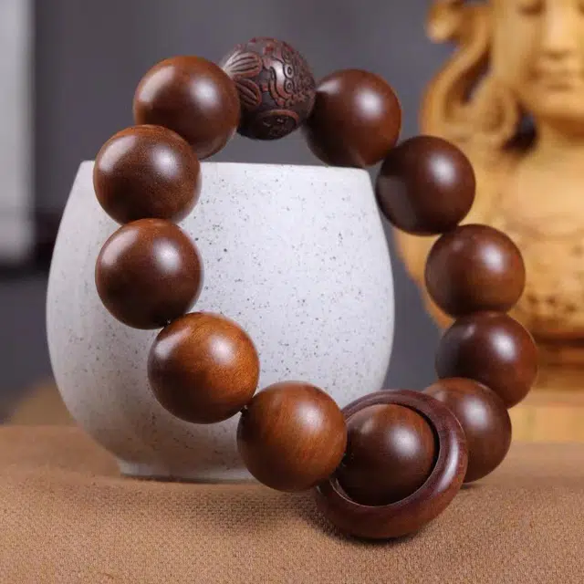 嫒柯 国潮新中式百搭轻奢高级文玩吉祥如意事事顺心盘玩佛珠念珠复古风文艺风#好运 雷击木 手串 男女同款情侣款