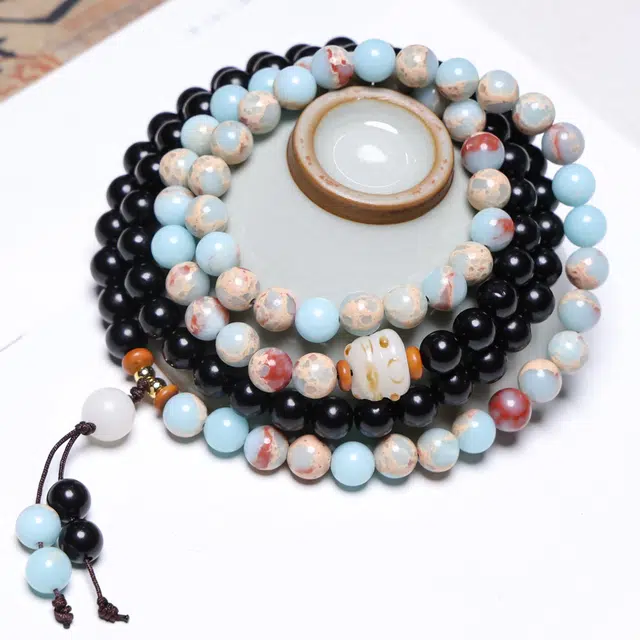 嫒柯 新中式小众高级感文玩佛珠 百搭小清新 招财转运  心想事成 美梦成真#好运 檀木 手串 男女同款情侣款