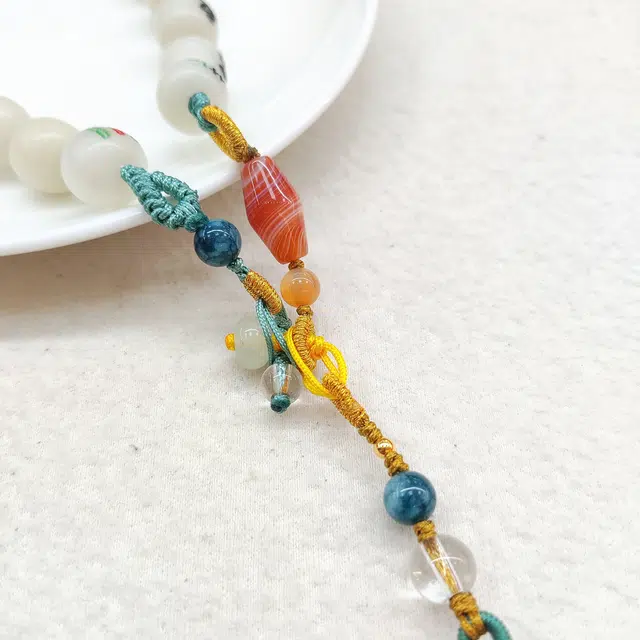 嫒柯 国潮新中式轻奢高级文玩盘玩佛珠念珠心想事成鹏程万里复古风文艺风#好运 白玉菩提 手串 男女同款情侣款