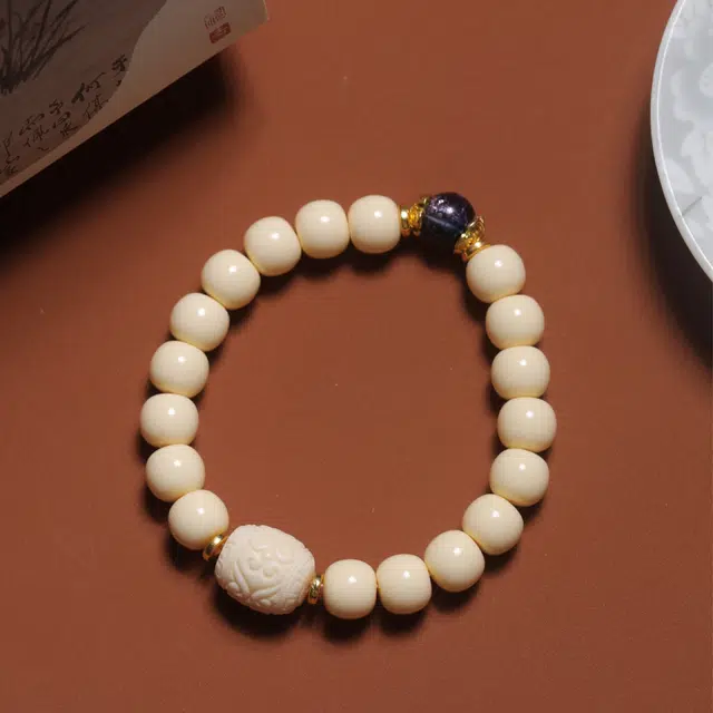 嫒柯 国潮新中式百搭轻奢高级文玩盘玩鹏程万里大吉大利万事遂心佛珠念珠复古风文艺风#好运 象牙果 手串 男女同款情侣款