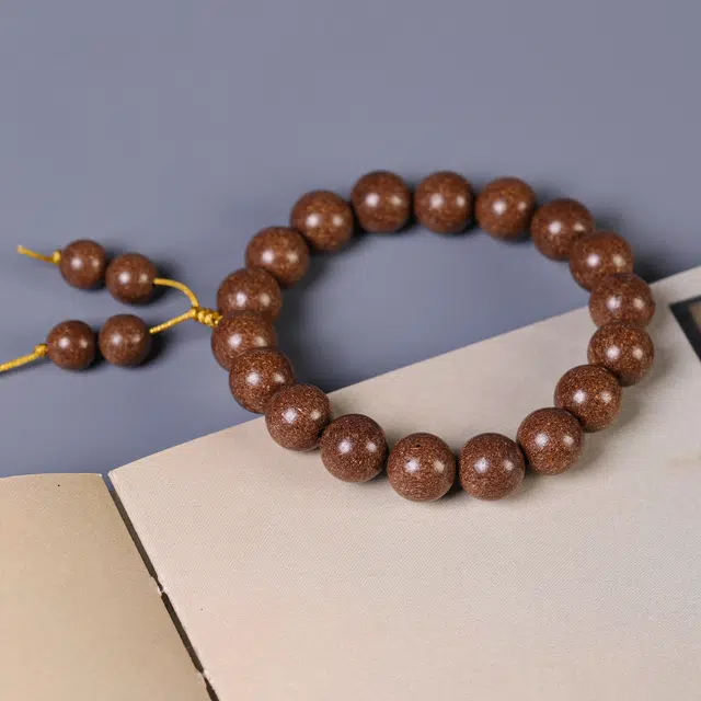 嫒柯 国潮新中式轻奢高级感文玩盘玩佛珠念珠招财进宝财源广进复古风文艺风财运亨通 合香珠 木作手串 男女同款情侣款