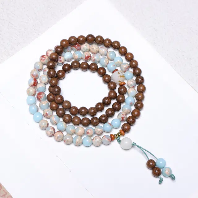 嫒柯 国潮新中式 小众高级感文玩佛珠 百搭小清新  幸福安康 福寿双全#好运 檀木 手串 男女同款情侣款