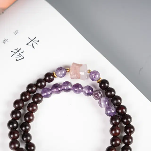 【拆房老料】 嫒柯 国风新中式文玩双圈紫珠百搭小蛮腰叠戴招财转运珠好运连连八方 来财#好运 紫檀属 手串 男女同款情侣款