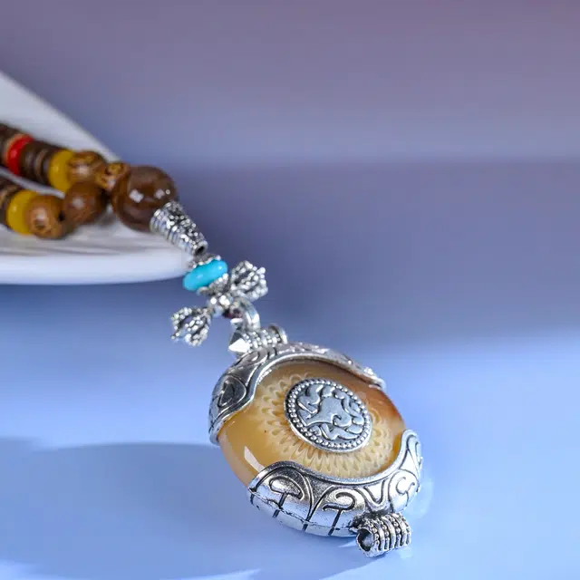 嫒柯 国潮新中式 优雅百搭高级 马到成功 事业有成 鸡翅木 项链 男女同款情侣款