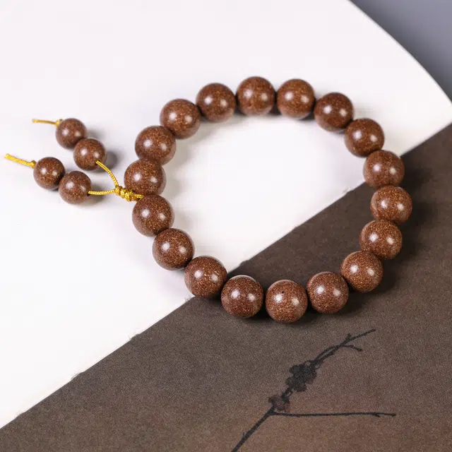 嫒柯 国潮新中式轻奢高级感文玩盘玩佛珠念珠招财进宝财源广进复古风文艺风财运亨通 合香珠 木作手串 男女同款情侣款