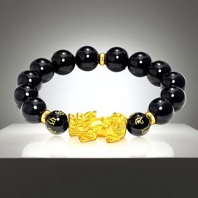 嫒柯 国潮新中式轻奢高级文玩八方来财财运亨通盘玩佛珠念珠鹏程万里福星高照复古风文艺风#好运 黑檀 手串 男女同款情侣款