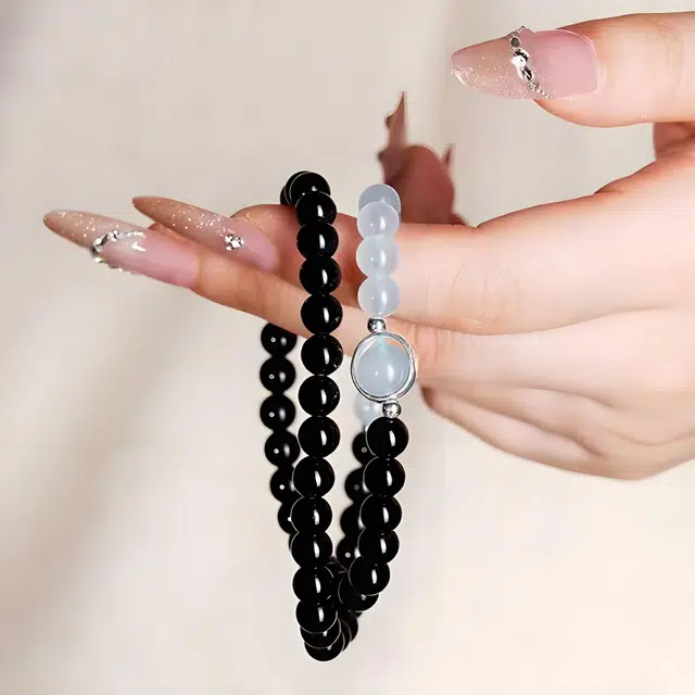 嫒柯 国潮新中式轻奢高级百搭设计文玩盘玩佛珠念珠复古风文艺风#好运 黑檀 手串 男女同款情侣款