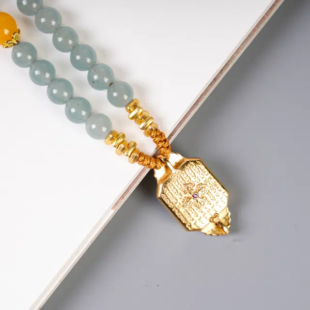 嫒柯 国潮新中式轻奢高级文玩 八方来财 招财纳福 节节高升 好运连连 诸事顺遂 紫檀属 项链 男女同款情侣款