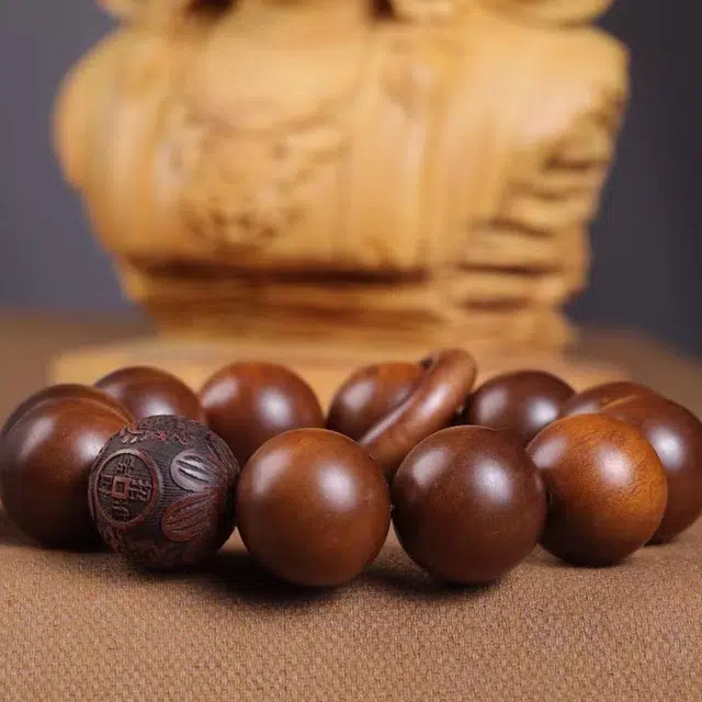 嫒柯 国潮新中式百搭轻奢高级文玩吉祥如意事事顺心盘玩佛珠念珠复古风文艺风#好运 雷击木 手串 男女同款情侣款