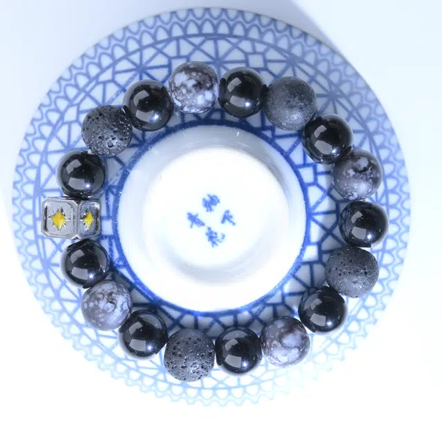 嫒柯 国潮新中式百搭轻奢简约高级设计感素雅美文玩盘玩念珠佛珠招财纳福万事顺观复古风文艺风转运#好运 黑檀 手串 男女同款情侣款