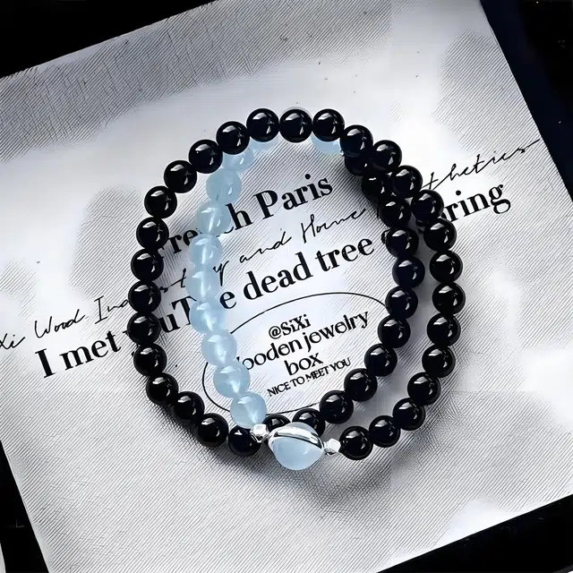 嫒柯 国潮新中式轻奢高级百搭设计文玩盘玩佛珠念珠复古风文艺风#好运 黑檀 手串 男女同款情侣款