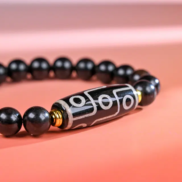 嫒柯 新中式国潮国风轻奢高级小众百搭设计感平安顺遂万事如意诸事顺利文玩佛珠盘玩#好运 黑檀 手串 男女同款情侣款