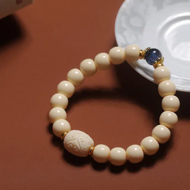 嫒柯 国潮新中式百搭轻奢高级文玩盘玩鹏程万里大吉大利万事遂心佛珠念珠复古风文艺风#好运 象牙果 手串 男女同款情侣款