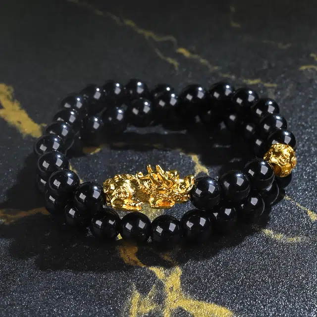 嫒柯 国潮新中式轻奢高级本命招财貔貅招财纳福事事顺心文玩盘玩佛珠念珠复古风文艺风#好运 黑檀 手串 男女同款情侣款