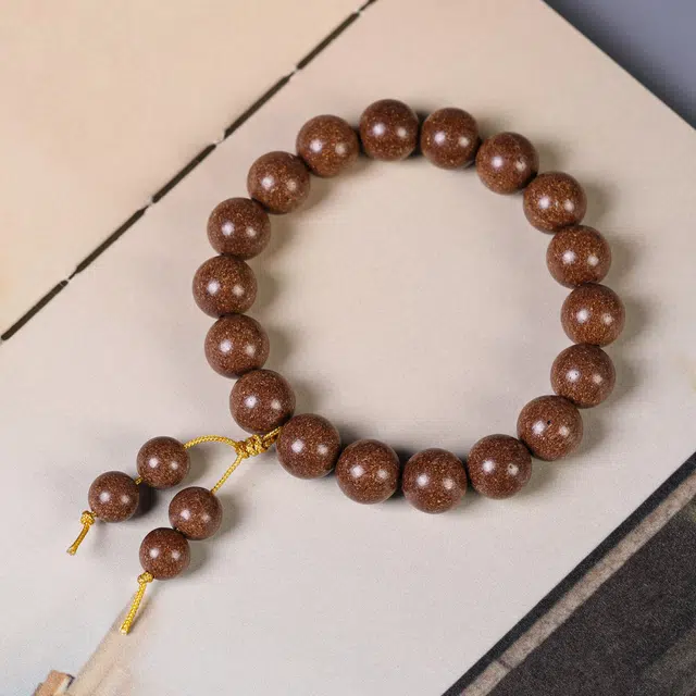 嫒柯 国潮新中式轻奢高级感文玩盘玩佛珠念珠招财进宝财源广进复古风文艺风财运亨通 合香珠 木作手串 男女同款情侣款