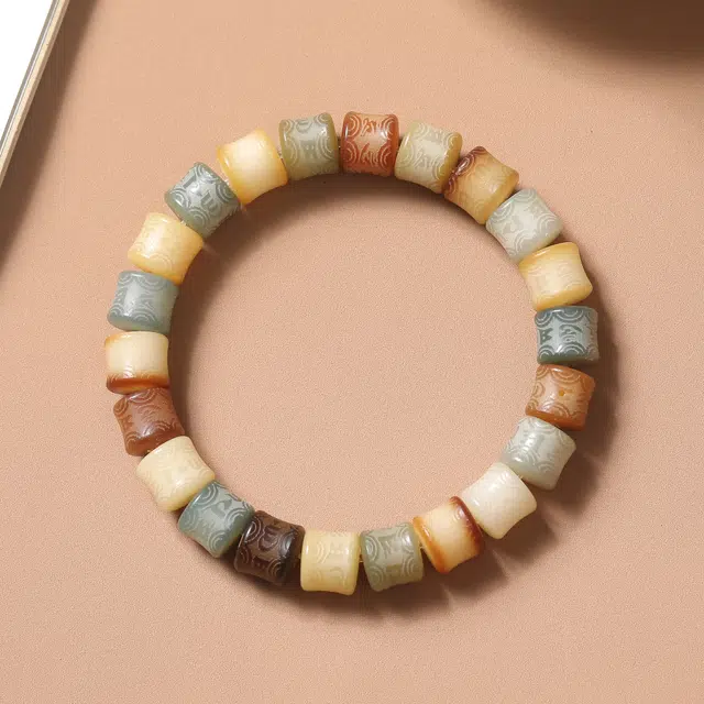 嫒柯 新中式国潮开运绕指柔渐变轻奢百搭小众高级感文玩盘玩招财纳福转运来财诸事顺遂平安喜乐好运 白玉菩提 手串 男女同款情侣款