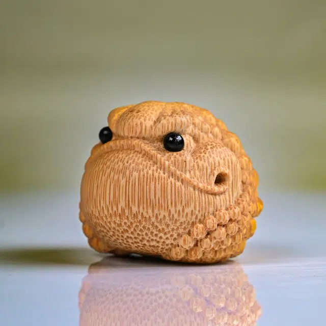 嫒柯 新中式国潮文玩 恶霸金蟾 招财纳福 诸事顺遂 万事日益 竹木 手把件 男女同款情侣款